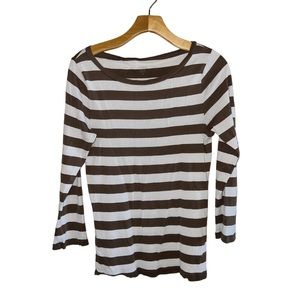 ✨J. Crew | Brown and White Striped Fitted Long Sleeved Tee